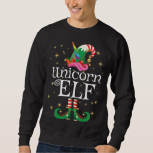 Sweatshirt Unicorn Elf Girls Women Funny Matching Christmas E