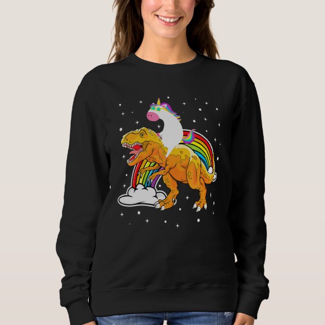 Sweatshirt Unicorn équitation T Rex Dinosaur Garçons Filles E (Devant)