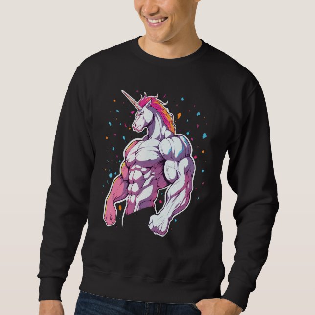 Sweatshirt Unicorn Gym Fitness Workout Powerlifter Muscle (Devant)
