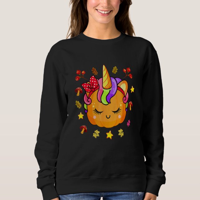 Sweatshirt Unicorn Pumpkin Cute Halloween Costume Teen Girls (Devant)