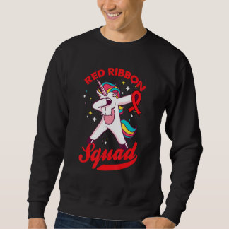 Sweatshirt Unicorn Red Ribbon Squad Week Awareness Red Ribbon
