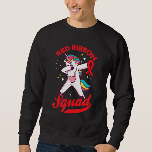 Sweatshirt Unicorn Red Ribbon Squad Week Awareness Red Ribbon (Devant)