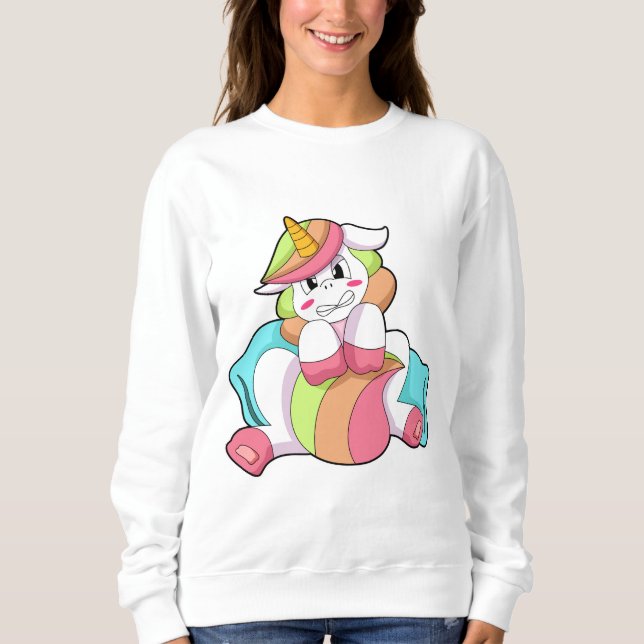 Sweatshirt Unicorn shy with Pillow (Devant)