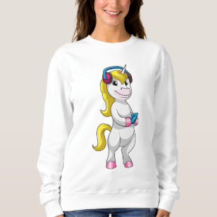 Sweatshirt Unicorne à l'écoute de musique avec casque