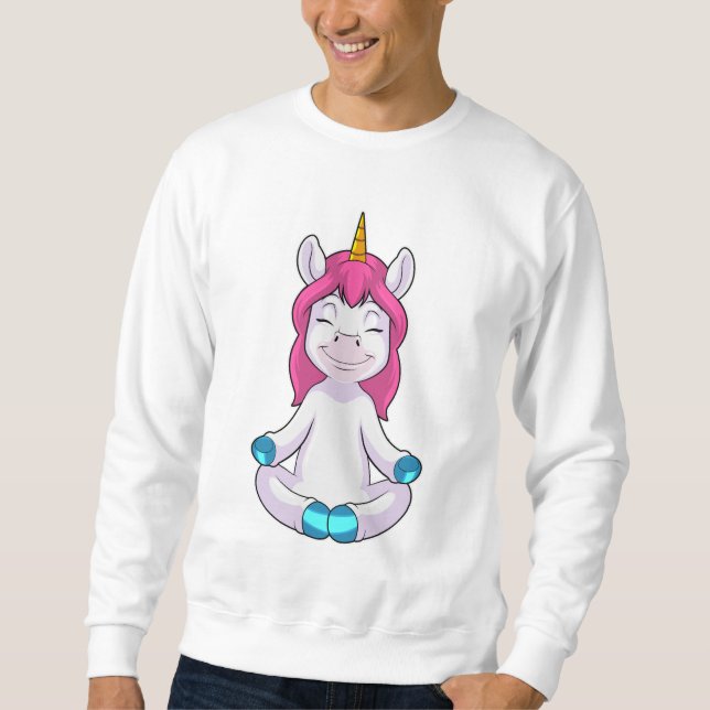 Sweatshirt Unicorne à Meditate en position assise (Devant)