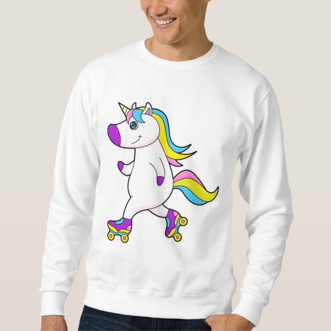 Sweatshirt Unicorne au patinage en ligne avec patins à roulea (Devant)