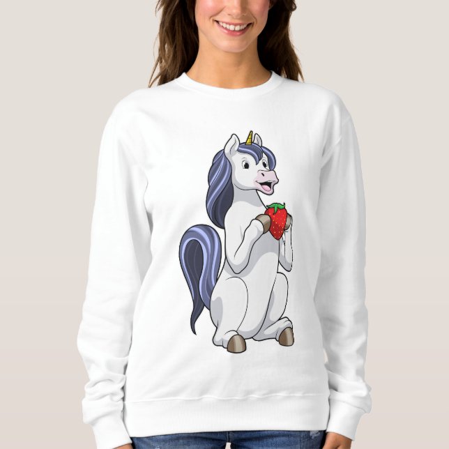 Sweatshirt Unicorne aux fruits de fraise (Devant)