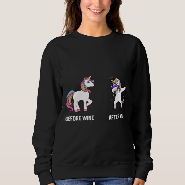 Sweatshirt Unicorne avant le vin après le vin (Devant)
