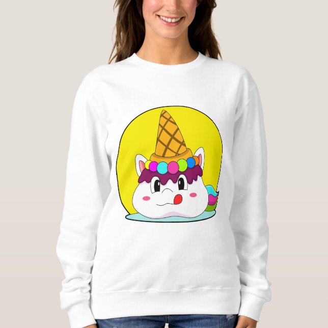 Sweatshirt Unicorne avec cône de crème glacée (Devant)