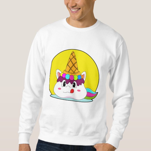 Sweatshirt Unicorne avec cône de crème glacée (Devant)