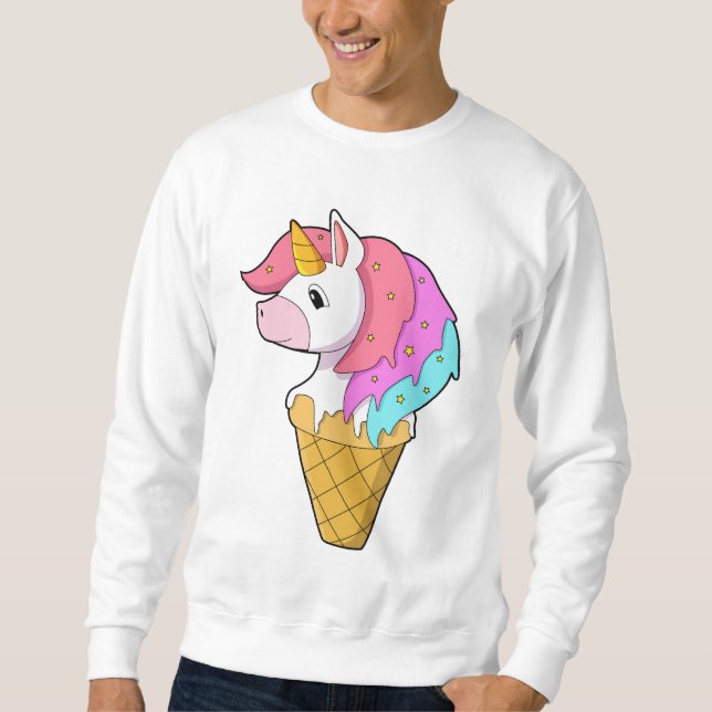 Sweatshirt Unicorne avec crème glacée (Devant)