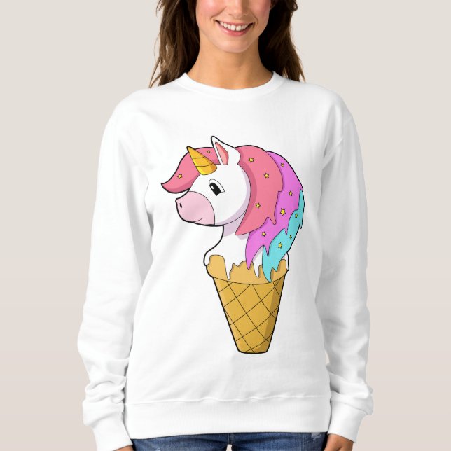 Sweatshirt Unicorne avec crème glacée (Devant)