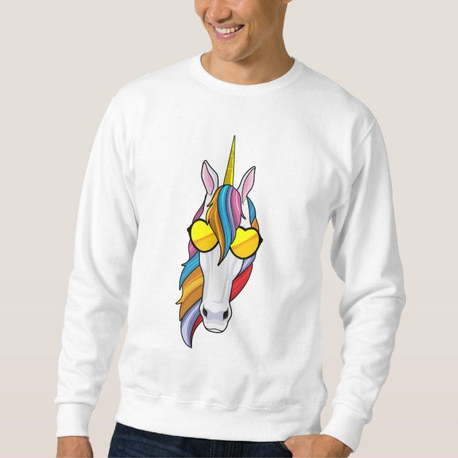 Sweatshirt Unicorne avec lunettes de soleil (Devant)