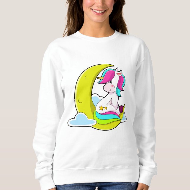 Sweatshirt Unicorne avec nuages et lune (Devant)