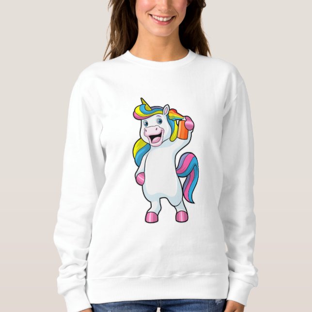 Sweatshirt Unicorne comme coiffeur avec aérosol (Devant)