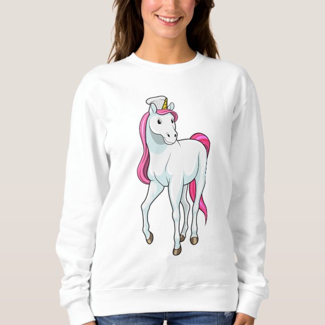 Sweatshirt Unicorne comme Cuisinière avec casquette chef (Devant)