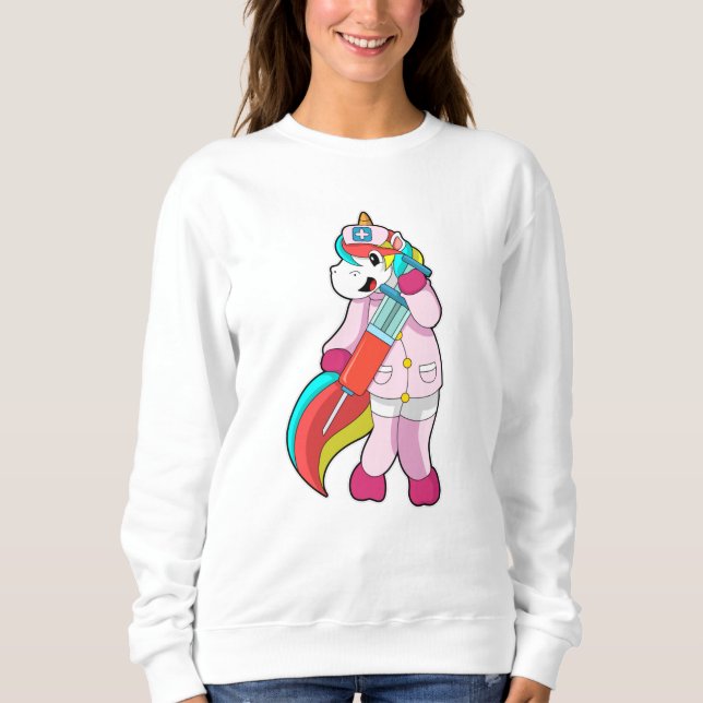 Sweatshirt Unicorne comme infirmière à la vaccination et à la (Devant)
