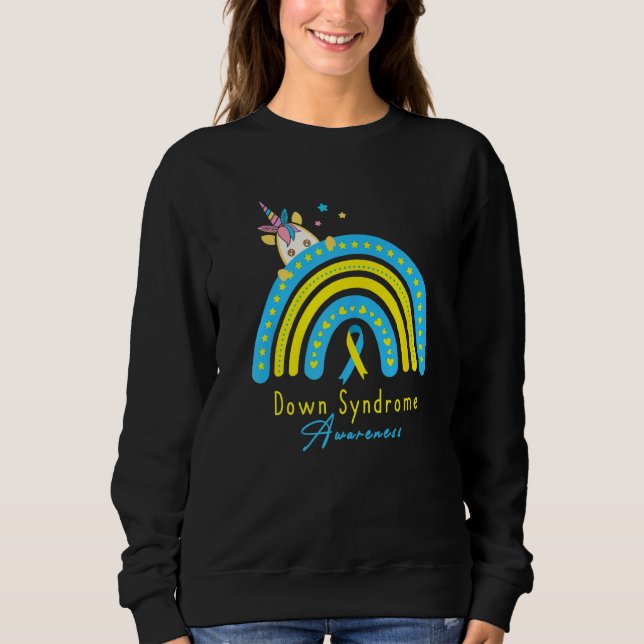 Sweatshirt Unicorne Down Syndrome Sensibilisation Ruban Rainb (Devant)
