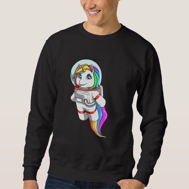 Sweatshirt Unicorne en tant qu'astronaute (Devant)