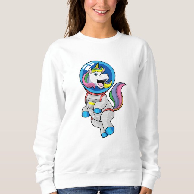 Sweatshirt Unicorne en tant qu'astronaute dans l'espace (Devant)