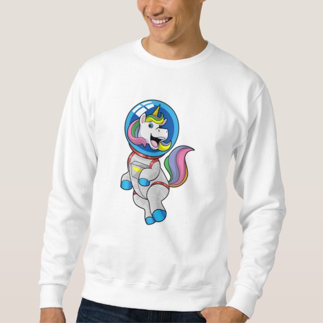 Sweatshirt Unicorne en tant qu'astronaute dans l'espace (Devant)