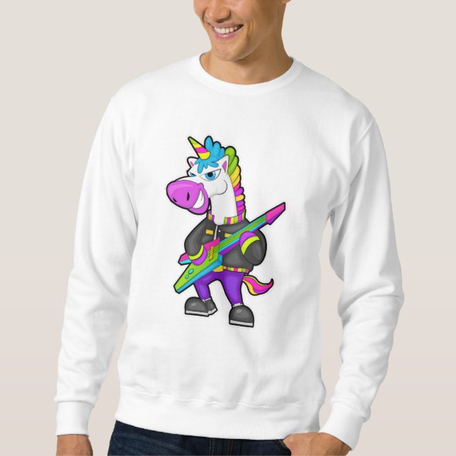 Sweatshirt Unicorne en tant que musicien avec guitare (Devant)