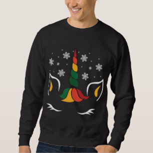 Sweatshirt Unicorne Face Noël mignonne Flacon de neige magiqu