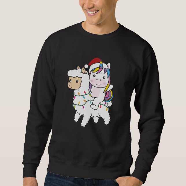 Sweatshirt Unicorne Llama Noël Neige Animaux d'hiver (Devant)