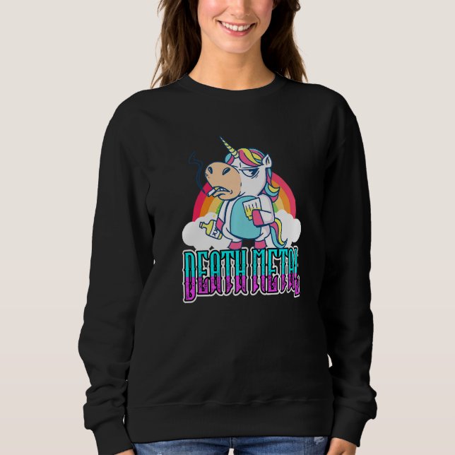 Sweatshirt Unicorne métallique lourd drôle (Devant)