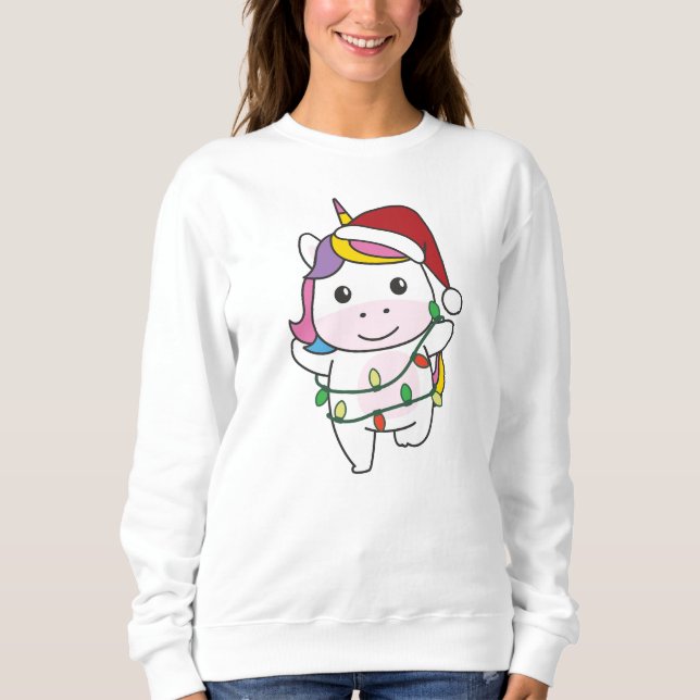Sweatshirt Unicorne Noël Animaux d'hiver de vacances Unicorne (Devant)