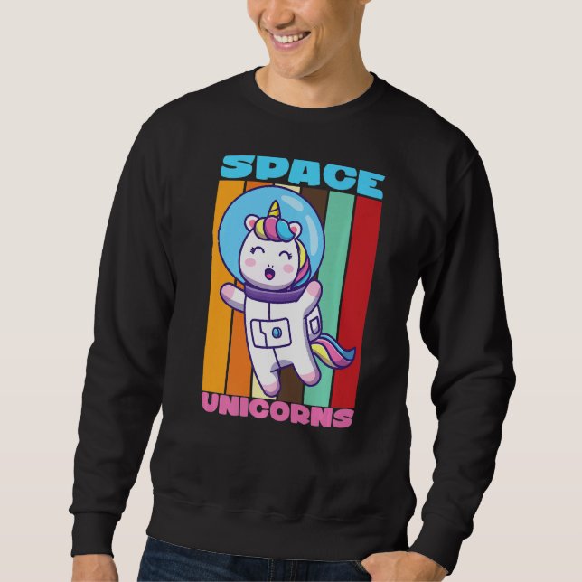 Sweatshirt Unicornes de l'espace rétro I Kids I Space Galaxy (Devant)