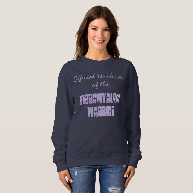 Sweatshirt Uniforme officiel du guerrier de fibromyalgie (Devant entier)
