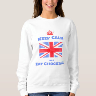 Sweatshirt Union Jack aquarelle Gardez votre calme Mangez du 