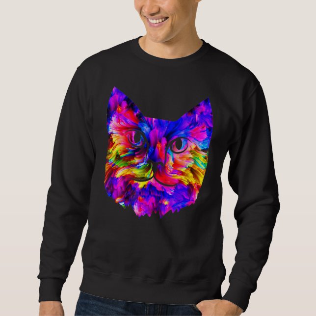 Sweatshirt Unique À Propos De L'Ordinateur De Chat Couleur (Devant)