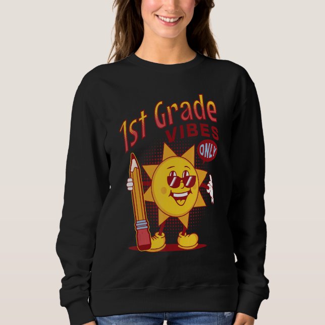 Sweatshirt Unique Boys 1st Grade Vibes Only Back To School Ki (Devant)