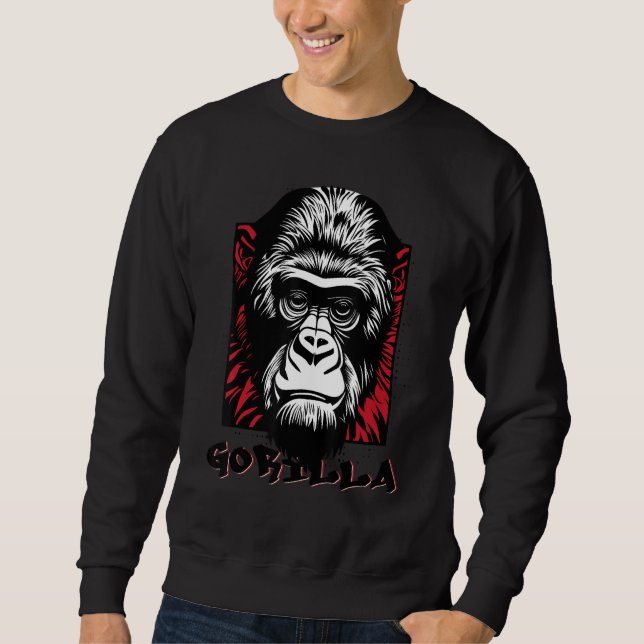 Sweatshirt Urban Gorilla Ape Monkey Face  Graffiti Tattoo Sty (Devant)