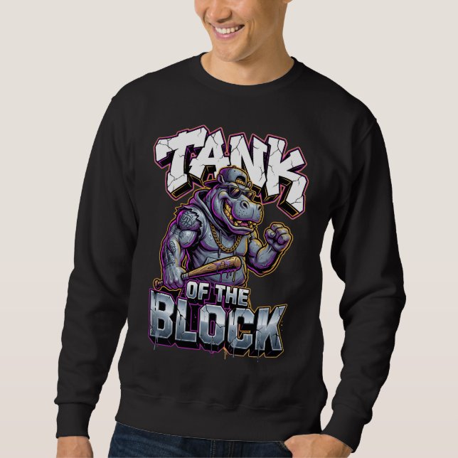 Sweatshirt Urban Graffiti Hippo Tank of the Block Wall Art (Devant)