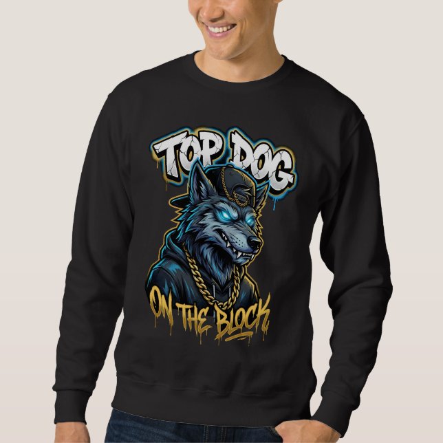 Sweatshirt Urban Style Graffiti Wolf Top Dog Street Art  (Devant)