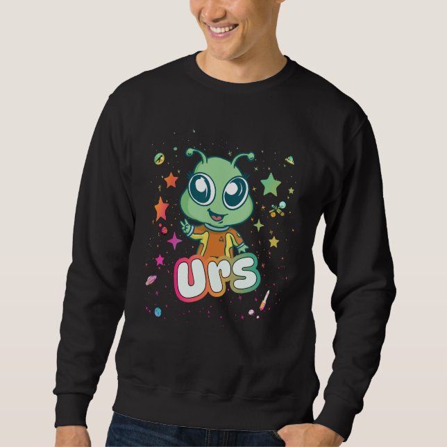 Sweatshirt URS - Nom du garçon mignon avec un Alien mignon (Devant)