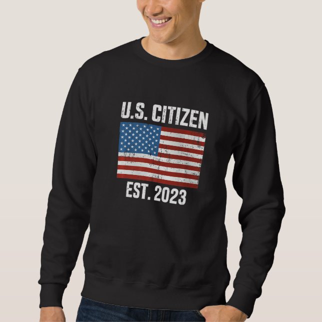 Sweatshirt US American citizen 2023 with flag for new citizen (Devant)