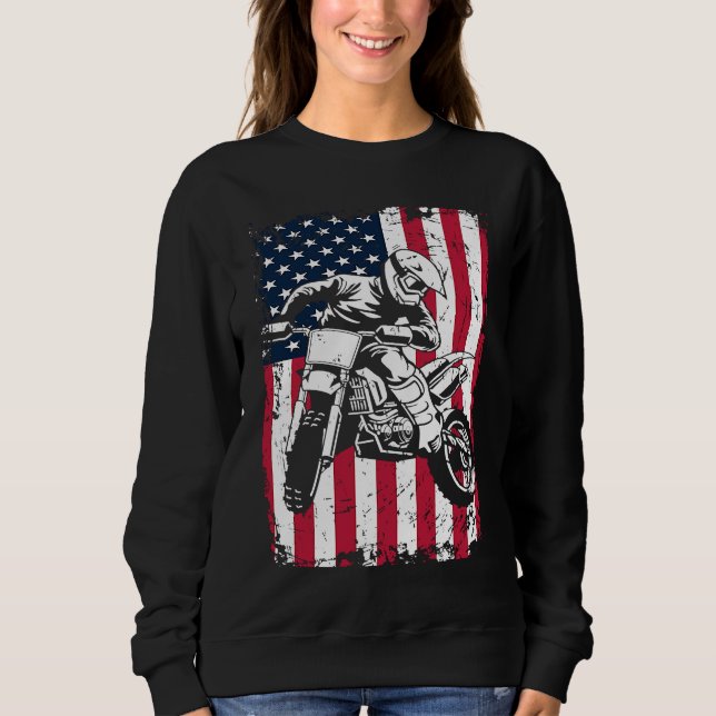 Sweatshirt US American Flag Biker Dirt Bike Motorcycle Motocr (Devant)