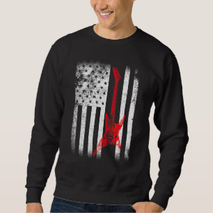 Sweatshirt US American Flag Guitare Musicien Guitare Vintage
