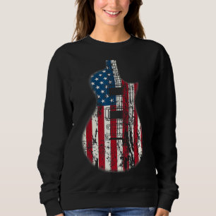 Sweatshirt US American Flag Guitician Musician Distressed Gui