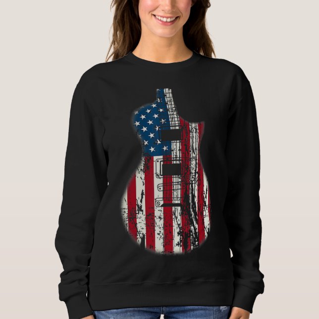 Sweatshirt US American Flag Guitician Musician Distressed Gui (Devant)