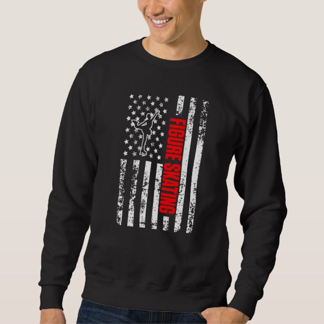 Sweatshirt US American Flag Sports Patriotic Figure Skating P (Devant)