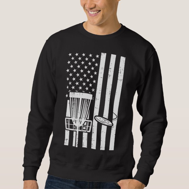 Sweatshirt US Drapeau Golf Vintage Patriotique Frisbee Golfin (Devant)
