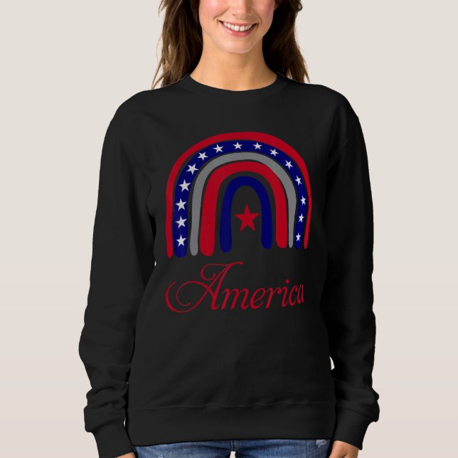 Sweatshirt Us Flag America Rainbow 4 juillet Patriotes améric (Devant)