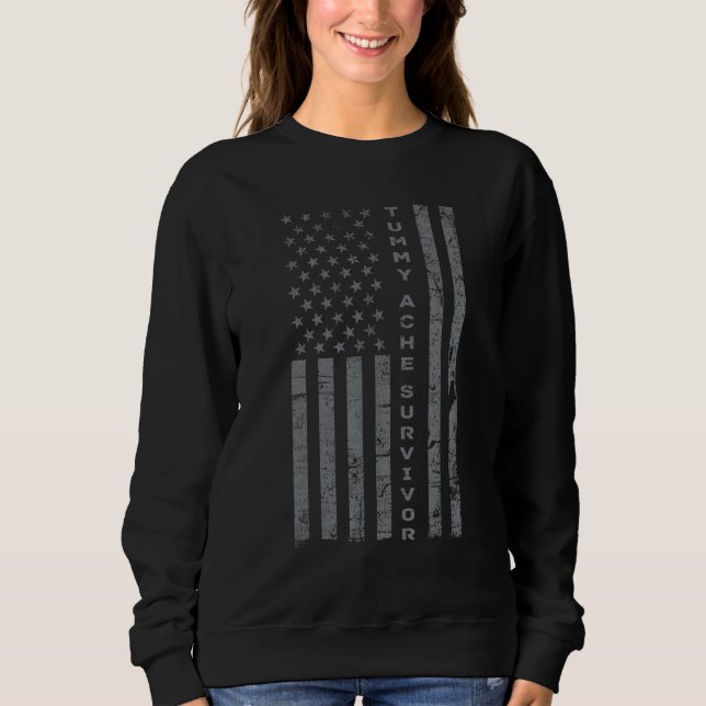 Sweatshirt US Flag Tummy Ache Survivor Abdominal Ache Stomach (Devant)