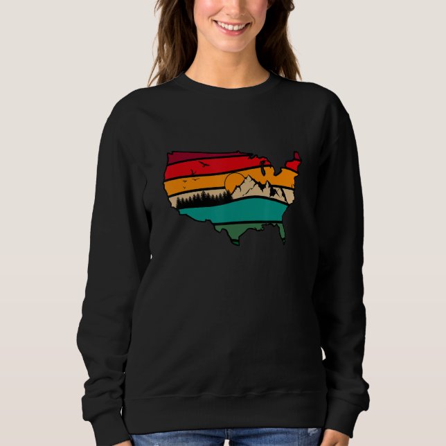 Sweatshirt US Mountain Landscape Scene Traveler Hiking Campin (Devant)