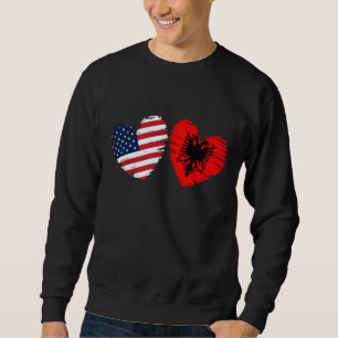 Sweatshirt Usa Albanie Drapeau Coeur Valentines Jour Albanais